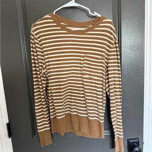 Brown and White Striped Sweater